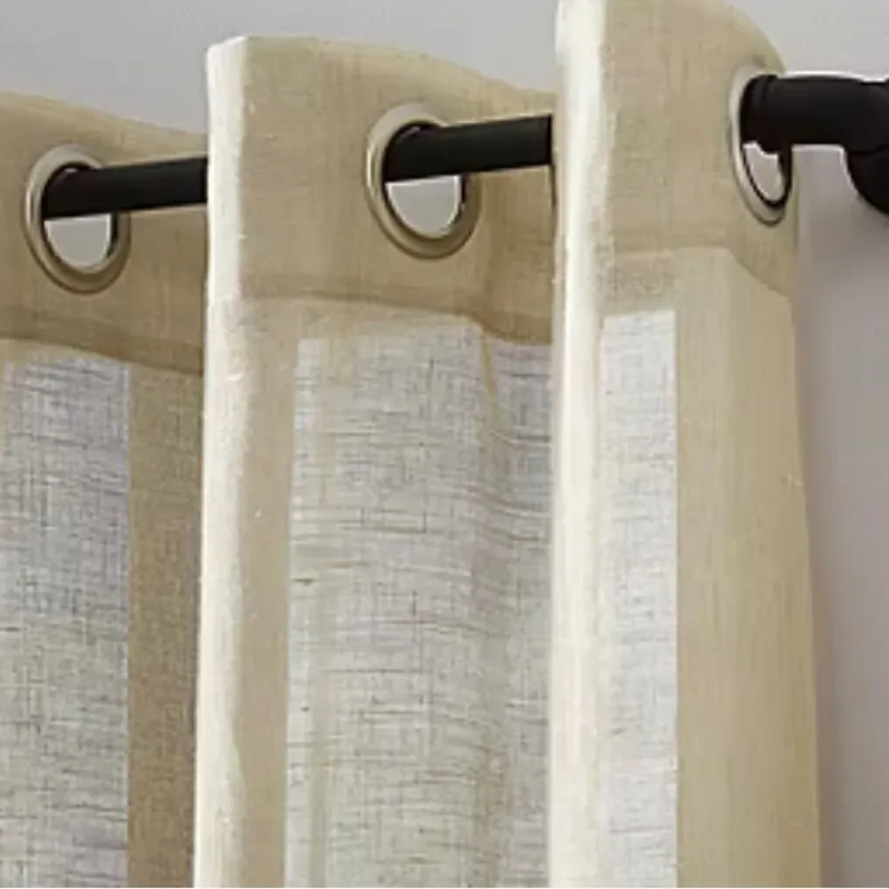 Archaeo Slub Textured Linen Blend Sheer Grommet Top Curtain Panel Pair